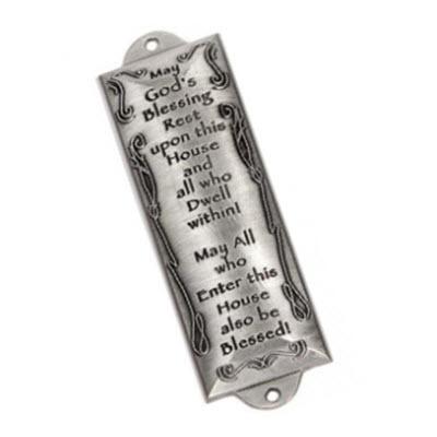 Mezuzah: Bless This House (4.25") - Pewter ( Zilverkleurig )