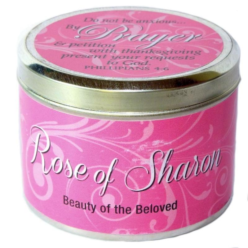 Geurkaars: Rose of Sharon Geurkaars ( in blik ) (7x5 cm) - "Wees niet angstig..."
