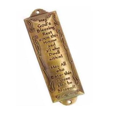 Mezuzah: Bless This House (4.5") - Brass ( Goudkleurig )