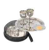 Avondmaal set -7" Plate & 2 Cups w/Bag-Silver Plated