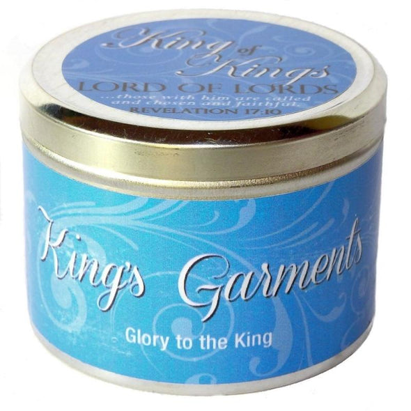 King's Garments Geurkaars in blik (7x5 cm) - "Koning der koningen, Heer der heren"